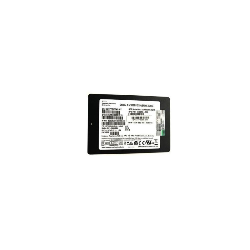 HPE 800GB SATA 6Gb/s Write Intensive 2.5-inch Internal Solid State Drive with Smart Carrier