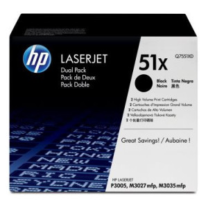 HP Q7551XD/51XD Toner cartridge black twin pack, 2x13K pages ISO/IEC 19752 Pack2 for HP LaserJet P 3005
