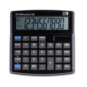 HP Officecalc100 Calculator 10 CharacterS Lcd Solar Battery Powered 5.33